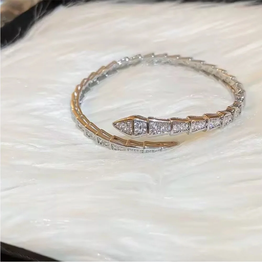 Serpentine serpent snake zircon Silver Women's Bracelet - Picture 4 of 9